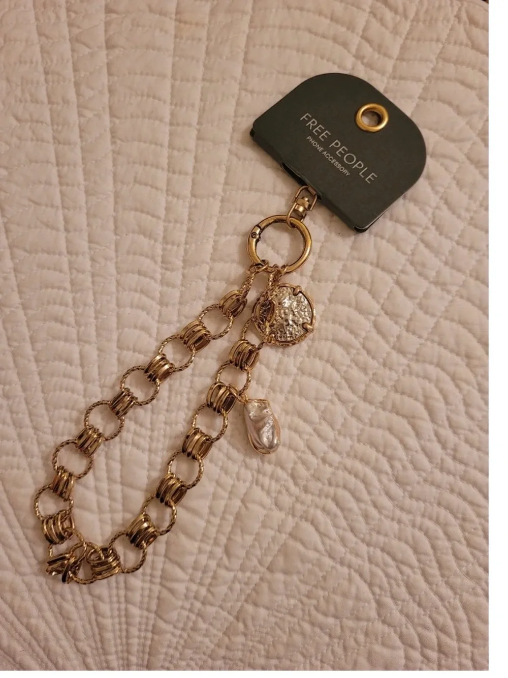 Free People Gold Double-Chain Phone Charm Bracelet